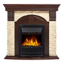 Каминокомплект Firelight Torre Classic с очагом Electrolux EFP/P-1020LS сланец слоновая кость/шпон темный дуб
